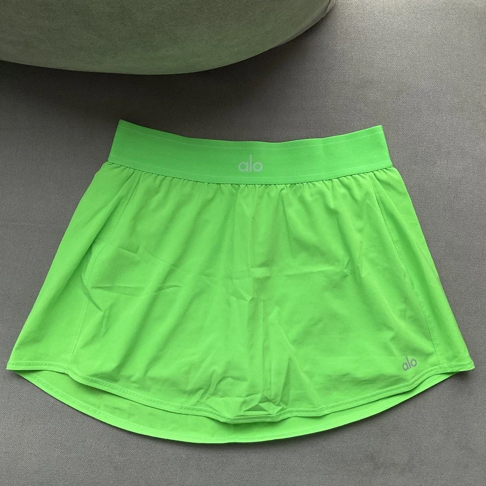 Alo Match Point Tennis Skirt Green Glow S